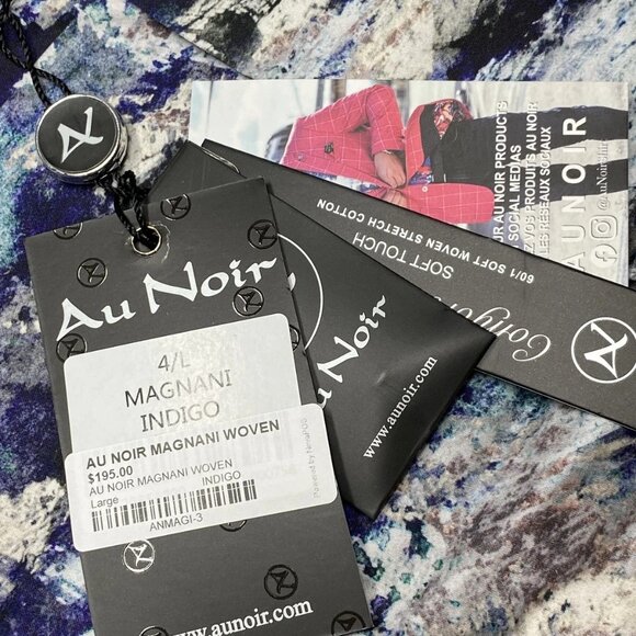 Au Noir Men’s Magnani Woven Stretch Button-Down Shirt – Indigo Abstract - Picture 4 of 10